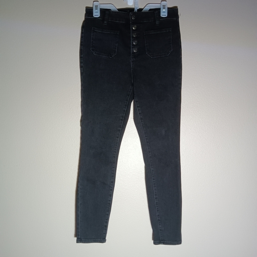 Oat New York Black High Rise Skinny Jeans Size 28